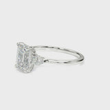 3.00 ct tw Emerald cut Diamond Pear shapes Solitaire Engagement Ring Setting (1/3 ct tw) In 18k White Gold