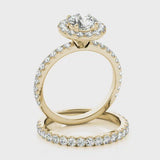 1.00 ct tw Round cut Halo Diamond Engagement Ring Setting (1/8 ct tw) In 18k White Gold