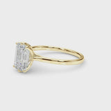 4.00 carat Emerald cut Solitaire Trellis Diamond Engagement Ring Setting In 14k Gold