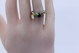 natural 1.00ct center black diamond with yellow side diamond ring 14k white gold - simonbjewels.co