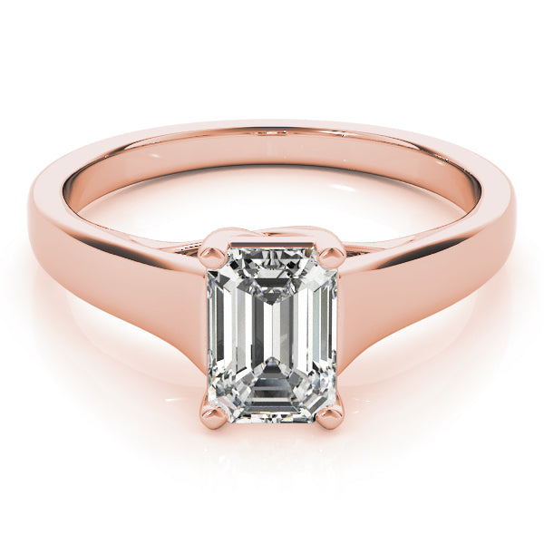 1 ct tw Emerald cut Diamond Solitaire Trellis Engagement Ring Setting In 14k White Gold - simonbjewels.co