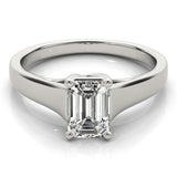 1 ct tw Emerald cut Diamond Solitaire Trellis Engagement Ring Setting In 14k White Gold - simonbjewels.co