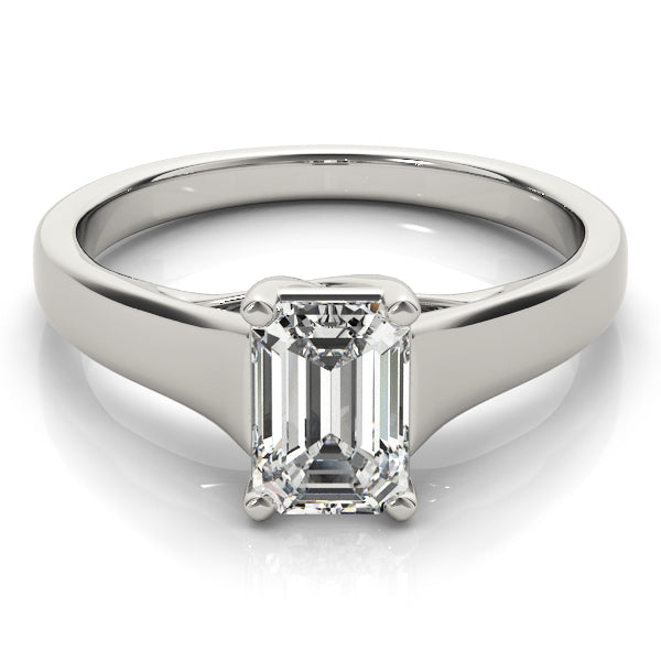 1 ct tw Emerald cut Diamond Solitaire Trellis Engagement Ring Setting In 14k White Gold - simonbjewels.co
