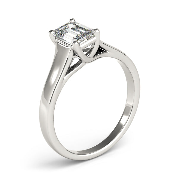 1 ct tw Emerald cut Diamond Solitaire Trellis Engagement Ring Setting In 14k White Gold - simonbjewels.co