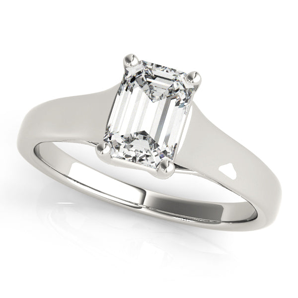 1 ct tw Emerald cut Diamond Solitaire Trellis Engagement Ring Setting In 14k White Gold - simonbjewels.co