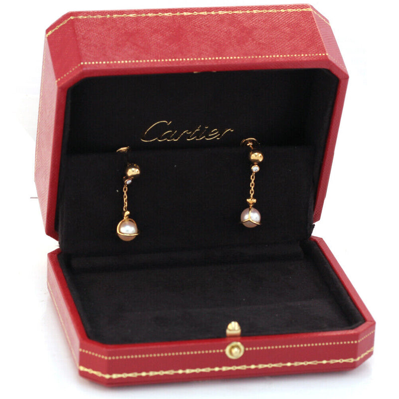 cartier vintage pearl earrings cartier authentic box