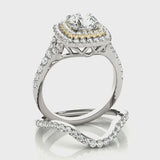 1.00 ct tw Round cut Diamond Double Halo Engagement Ring Setting (1/2 ct tw) In 18k White Gold