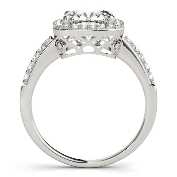 3.50 ct tw Cushion cut Diamond Cushion Halo Engagement Ring Setting (1/3 ct tw) In 18k White Gold - simonbjewels.co