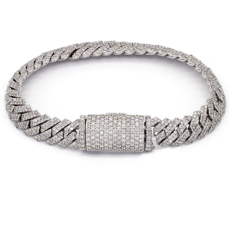 11.50 Carat F-VS Diamond Cuban Link Bracelet 65 Grams 14k White Gold - simonbjewels.co