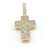 2.70 Carat F-VS Natural Baguette Diamond Cross Pendant Solid 14k Gold - simonbjewels.co