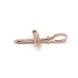 1/2 Carat F-VS Diamond Cross Screw Nail Pendant Solid 14k Rose Gold - simonbjewels.co