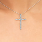 2.25 Carat Round cut Diamond Cross Religious Diamond Pendant 14K White Gold - simonbjewels.co