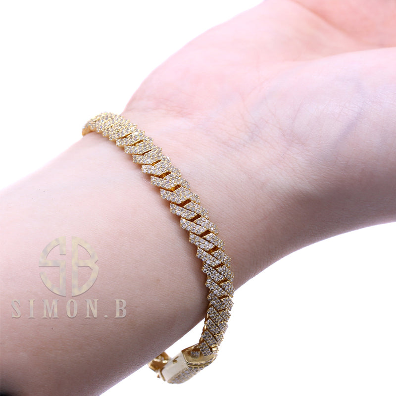 5.26 Carat F-VS Diamond Cuban Link Bracelet 31 Grams 14k Yellow Gold - simonbjewels.co