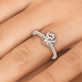 1.45ct Round Cut Petite Micropavé Diamond Engagement Ring Setting (0.20ctw) In 14k White Gold - simonbjewels.co