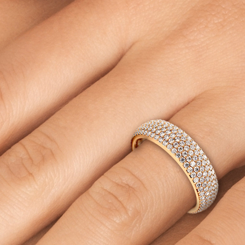 1.38 Carat F-VS Micro Pave Diamond Wedding Band Anniversary Ring set in 14k Gold - simonbjewels.co