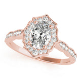 1.00 ct tw Round cut Diamond Halo Vintage Engagement Ring Setting (1/4 ct tw) In 18k White Gold - simonbjewels.co