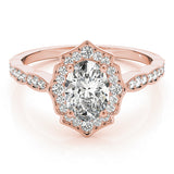 1.00 ct tw Round cut Diamond Halo Vintage Engagement Ring Setting (1/4 ct tw) In 18k White Gold - simonbjewels.co