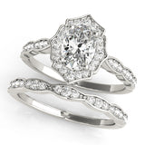 1.00 ct tw Round cut Diamond Halo Vintage Engagement Ring Setting (1/4 ct tw) In 18k White Gold - simonbjewels.co