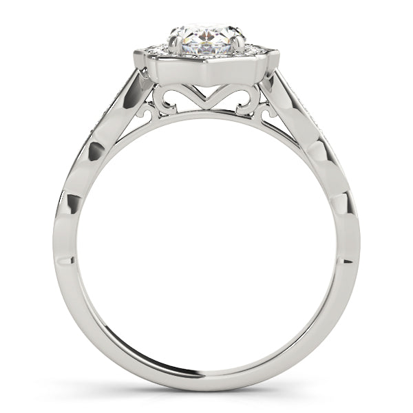 1.00 ct tw Round cut Diamond Halo Vintage Engagement Ring Setting (1/4 ct tw) In 18k White Gold - simonbjewels.co