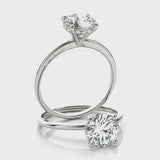 2 1/3 ct tw Round cut Diamond Hidden Halo Engagement Ring Setting (1/8 ct tw) In 18k White Gold