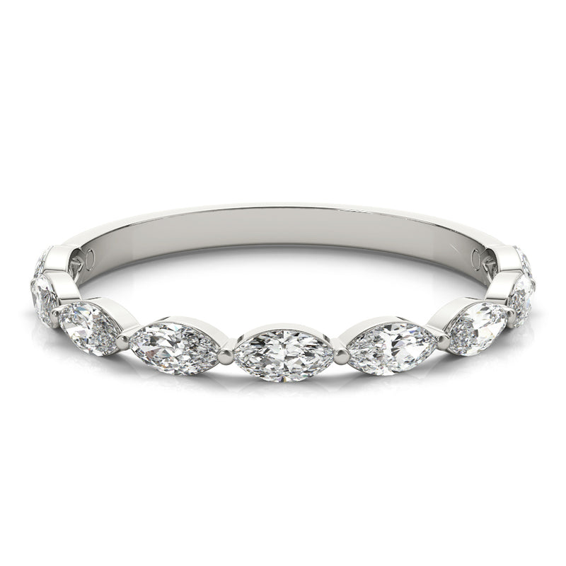 0.90ct Marquise-cut Diamond Wedding Band Anniversary Ring Set In 14k White Gold - simonbjewels.co