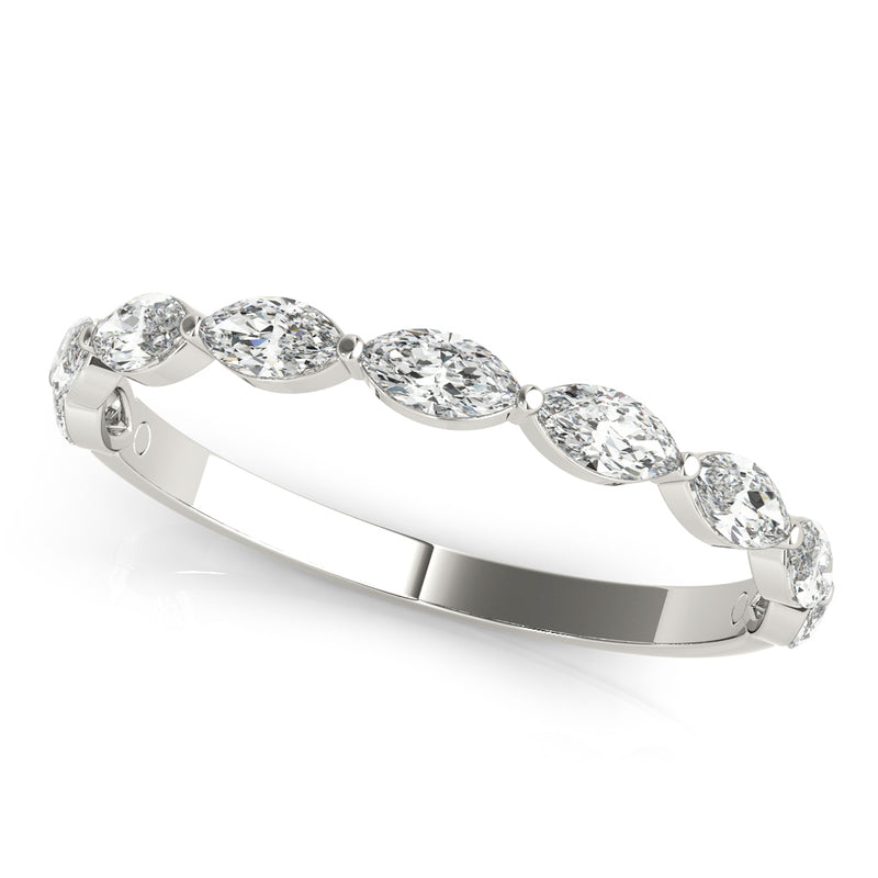 0.90ct Marquise-cut Diamond Wedding Band Anniversary Ring Set In 14k White Gold - simonbjewels.co