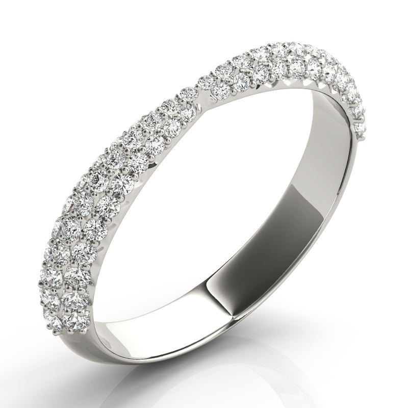 1/2 carat Round cut Diamond Pave Curve Wedding Band Anniversary Ring 14k White Gold - simonbjewels.co