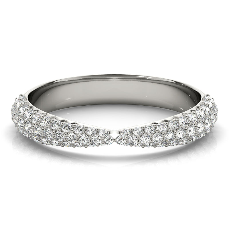 1/2 carat Round cut Diamond Pave Curve Wedding Band Anniversary Ring 14k White Gold - simonbjewels.co