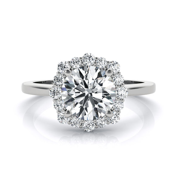 1.75ct Cushion cut Diamond Halo Engagement Ring Setting In 14k White Gold - simonbjewels.co