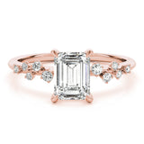 0.75 ct tw Emerald cut Diamond Engagement Ring Setting (1/8 ct tw) In 18k White Gold - simonbjewels.co