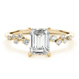 0.75 ct tw Emerald cut Diamond Engagement Ring Setting (1/8 ct tw) In 18k White Gold - simonbjewels.co