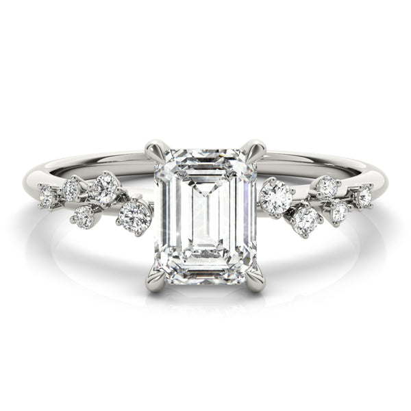 0.75 ct tw Emerald cut Diamond Engagement Ring Setting (1/8 ct tw) In 18k White Gold - simonbjewels.co