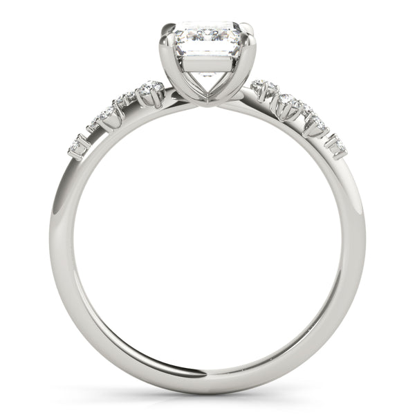 0.75 ct tw Emerald cut Diamond Engagement Ring Setting (1/8 ct tw) In 18k White Gold - simonbjewels.co