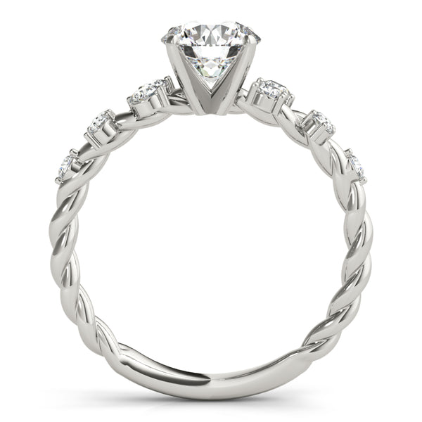 1.00 ct tw Round cut Diamond Scatter Twist Engagement Ring Setting (1/3 ct tw) In 18k White Gold - simonbjewels.co