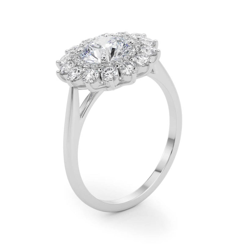 1 carat Round cut Diamond Halo Engagement Ring Setting (5/8 ct tw) In 18k White Gold - simonbjewels.co