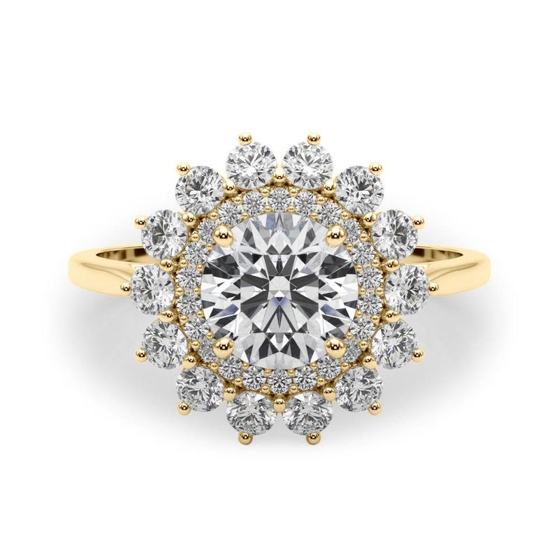 1 carat Round cut Diamond Halo Engagement Ring Setting (5/8 ct tw) In 18k White Gold - simonbjewels.co