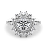 1 carat Round cut Diamond Halo Engagement Ring Setting (5/8 ct tw) In 18k White Gold - simonbjewels.co