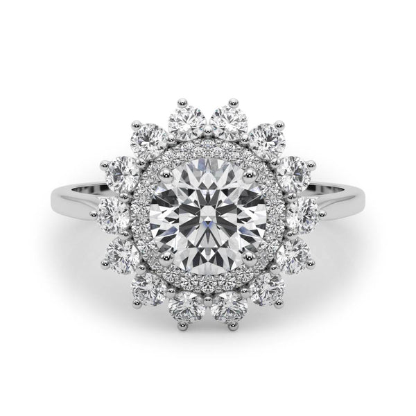 1 carat Round cut Diamond Halo Engagement Ring Setting (5/8 ct tw) In 18k White Gold - simonbjewels.co