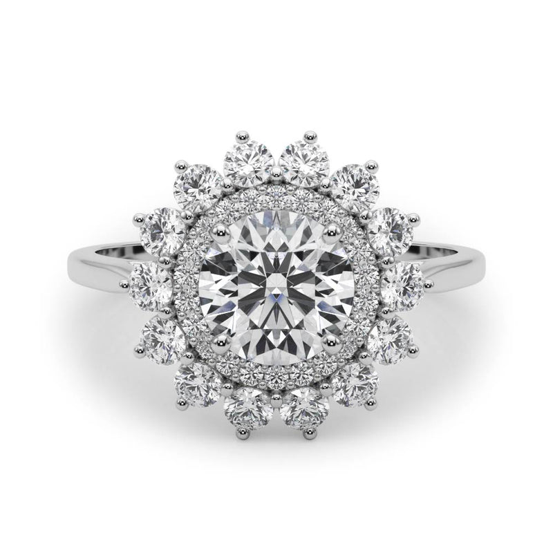 1 carat Round cut Diamond Halo Engagement Ring Setting (5/8 ct tw) In 18k White Gold - simonbjewels.co