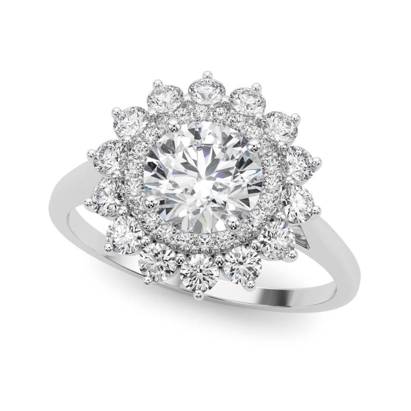 1 carat Round cut Diamond Halo Engagement Ring Setting (5/8 ct tw) In 18k White Gold - simonbjewels.co