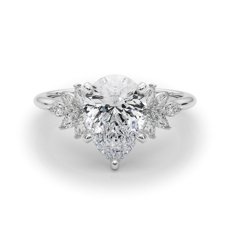 1.35 ct tw Pear Shaped Diamond Solitaire  Engagement Ring Setting (1/3 ct tw) In 18k White Gold - simonbjewels.co