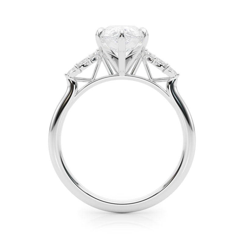 1.35 ct tw Pear Shaped Diamond Solitaire  Engagement Ring Setting (1/3 ct tw) In 18k White Gold - simonbjewels.co