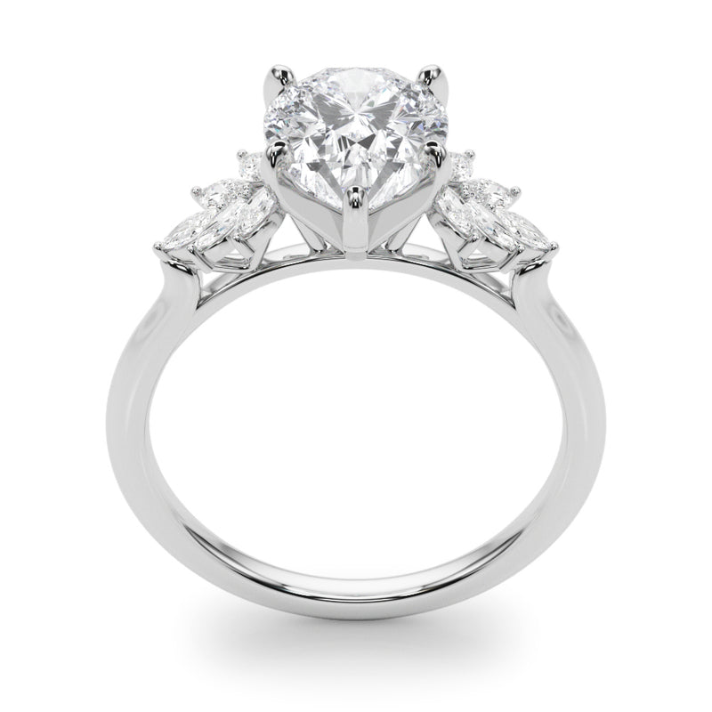 1.35 ct tw Pear Shaped Diamond Solitaire  Engagement Ring Setting (1/3 ct tw) In 18k White Gold - simonbjewels.co