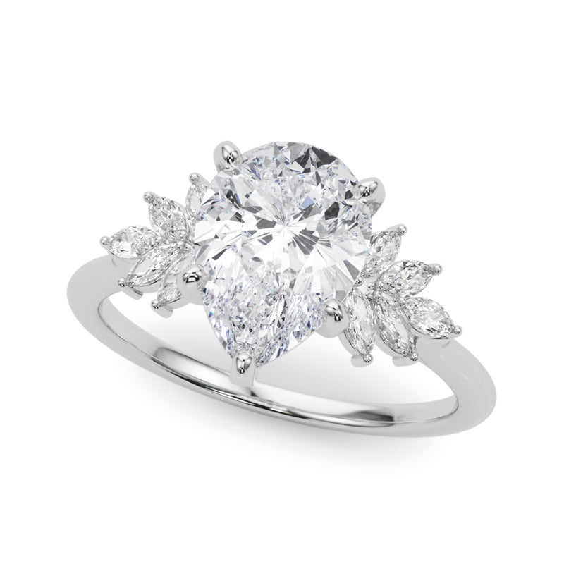 1.35 ct tw Pear Shaped Diamond Solitaire  Engagement Ring Setting (1/3 ct tw) In 18k White Gold - simonbjewels.co