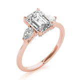 3.00 ct tw Emerald cut Diamond Pear shapes Solitaire Engagement Ring Setting (1/3 ct tw) In 18k White Gold - simonbjewels.co