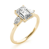 3.00 ct tw Emerald cut Diamond Pear shapes Solitaire Engagement Ring Setting (1/3 ct tw) In 18k White Gold - simonbjewels.co