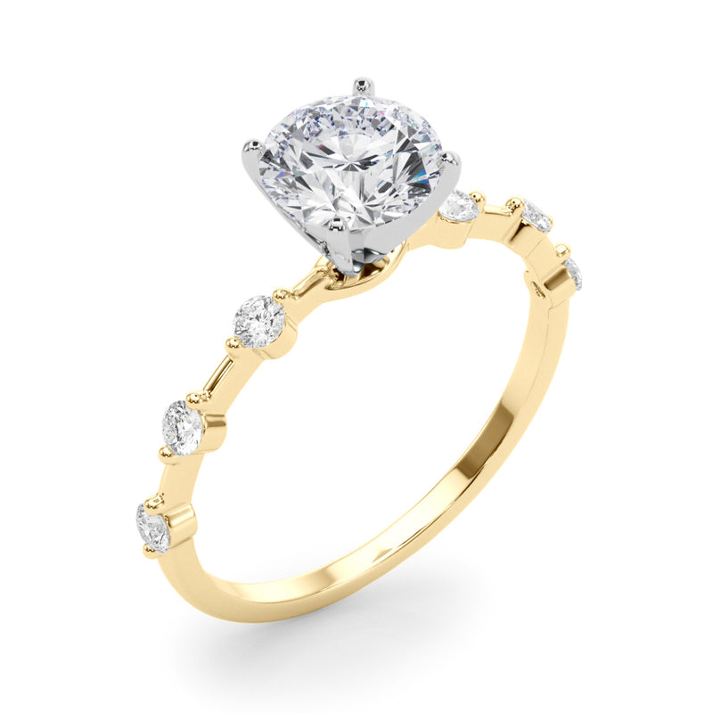 1.35ct Round cut Alternating Round Diamond Engagement Ring Setting (0.50ctw) In 14k Gold - simonbjewels.co
