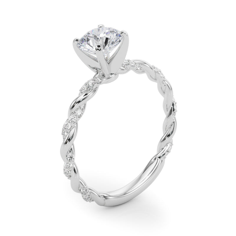 1.00 ct tw Round cut Diamond Twist Engagement Ring Setting (5/8 ct tw) In 18k White Gold - simonbjewels.co