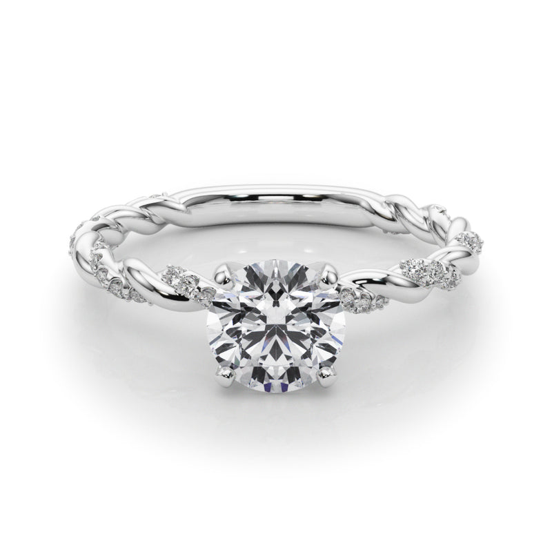 1.00 ct tw Round cut Diamond Twist Engagement Ring Setting (5/8 ct tw) In 18k White Gold - simonbjewels.co