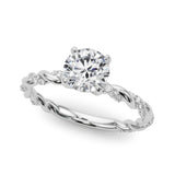 1.00 ct tw Round cut Diamond Twist Engagement Ring Setting (5/8 ct tw) In 18k White Gold - simonbjewels.co